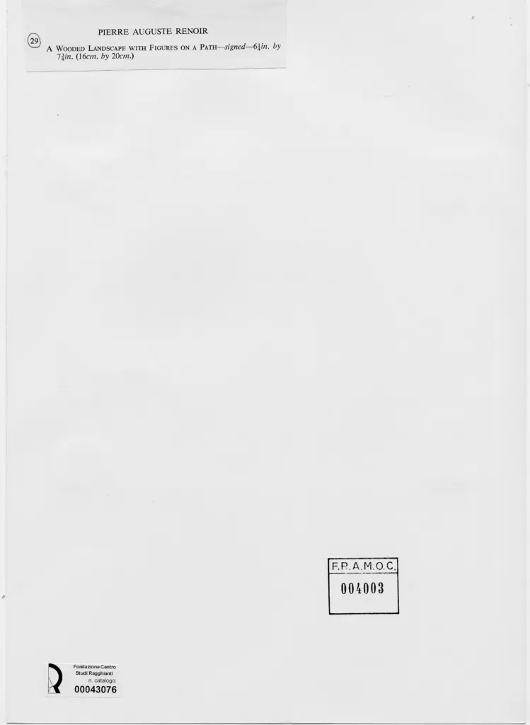 Anonimo , Renoir, Pierre Auguste - sec. XIX - Bosco con figure su un sentiero , retro