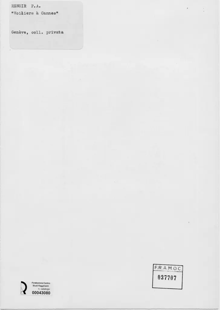 Anonimo , Renoir, Pierre Auguste - sec. XIX - Barche a vela a Cannes , retro