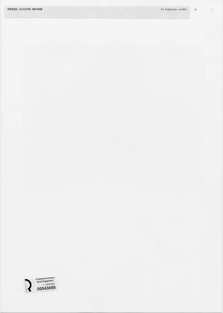 Anonimo , Renoir, Pierre Auguste - sec. XIX - La bagnante sdraiata , retro
