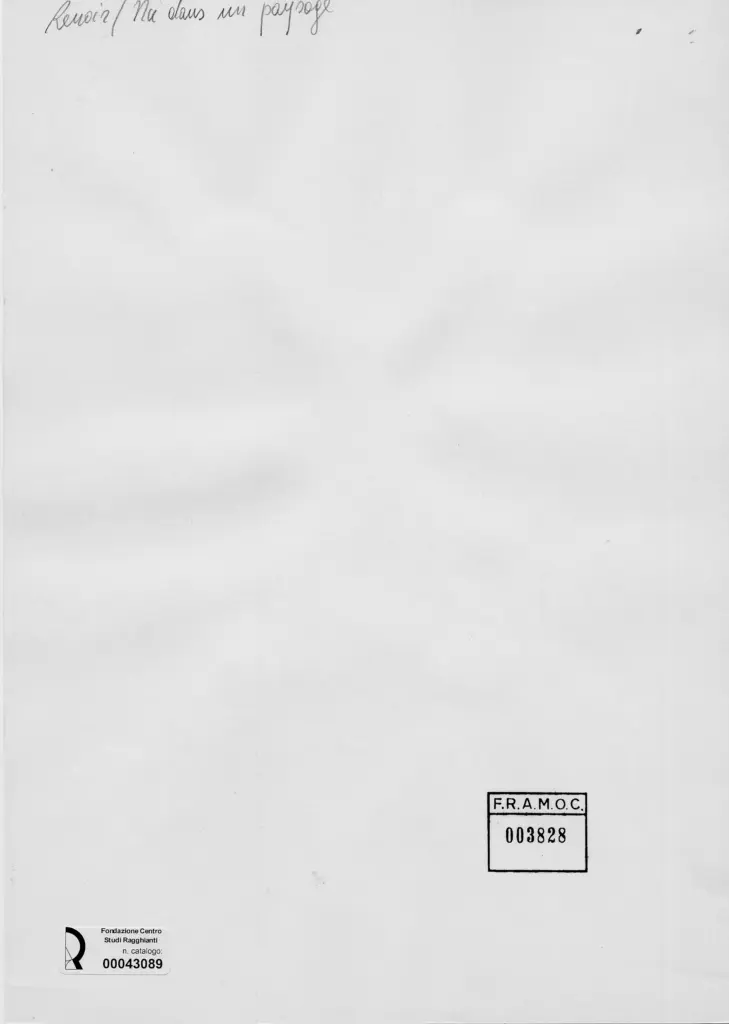 Anonimo , Renoir, Pierre Auguste - sec. XIX - Paesaggio con bagnante , retro