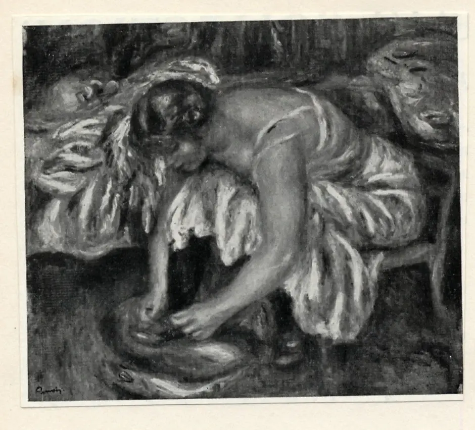 Anonimo , Renoir, Pierre Auguste - sec. XIX - Donna che si allaccia una scarpa , fronte