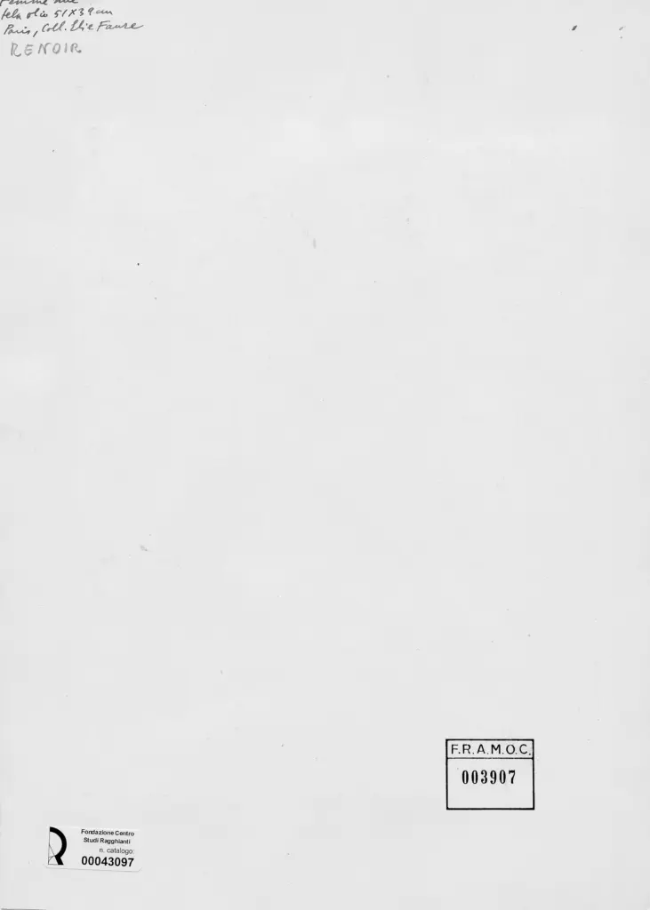 Anonimo , Renoir, Pierre Auguste - sec. XIX - Nudo di donna , retro