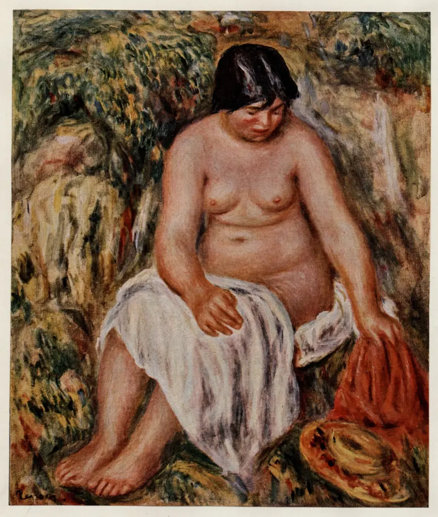 Anonimo , Renoir, Pierre Auguste - sec. XIX - Donna nuda con cappello di paglia , fronte