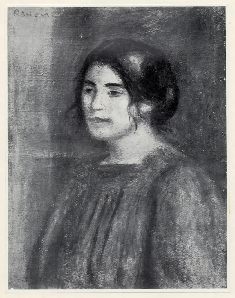 Anonimo , Renoir, Pierre Auguste - sec. XIX - Busto di Gabrielle in rosso , fronte