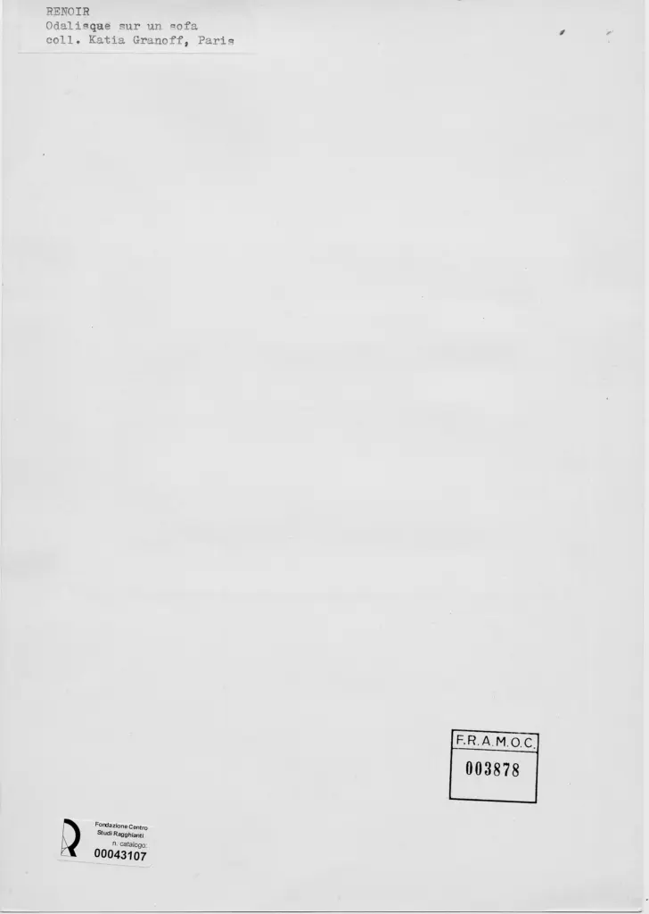 Anonimo , Renoir, Pierre Auguste - sec. XIX - Odalisca sul sof&agrave; , retro