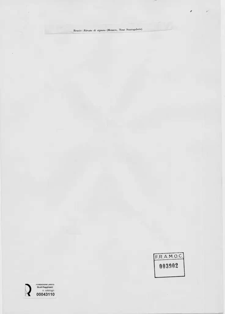 Anonimo , Renoir, Pierre Auguste - sec. XIX - Ritratto di signora , retro