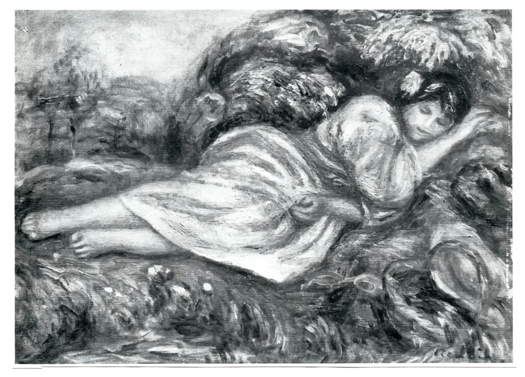 Anonimo , Renoir, Pierre Auguste - sec. XIX - Donna sdraiata in un paesaggio , fronte