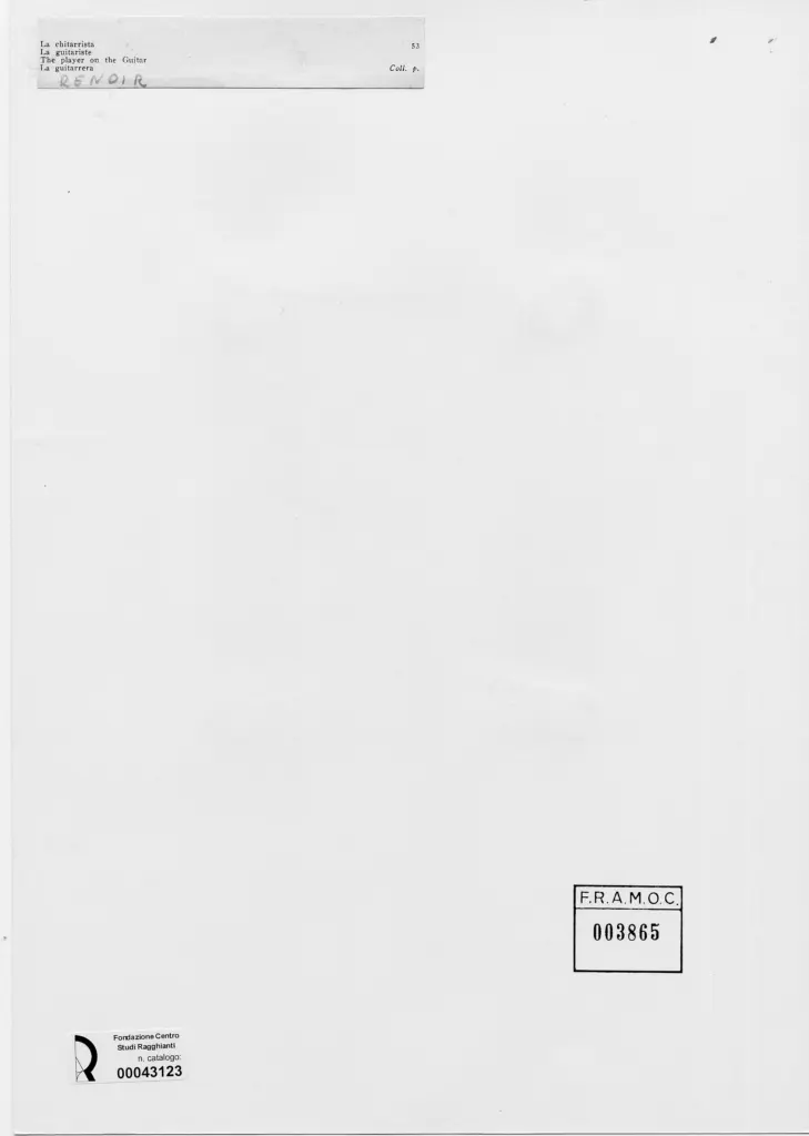 Anonimo , Renoir, Pierre Auguste - sec. XIX - La chitarrista , retro