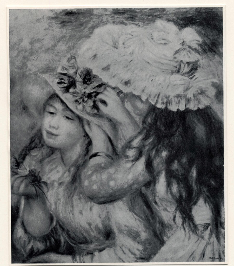 Anonimo , Renoir, Pierre Auguste - sec. XIX - Ragazze che mettono fiori nei cappelli , fronte