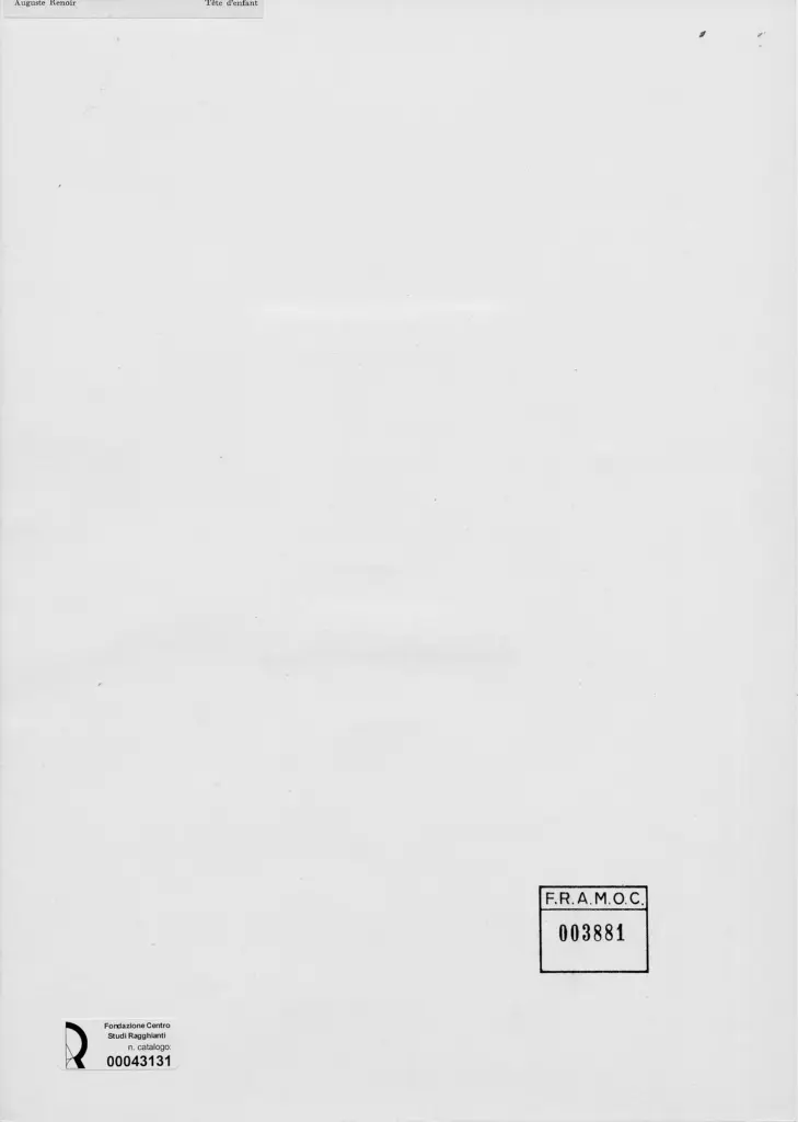 Anonimo , Renoir, Pierre Auguste - sec. XIX - Ritratto di bambino , retro