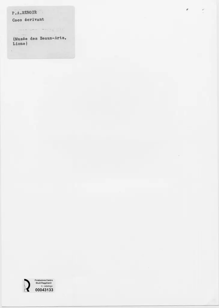 Anonimo , Renoir, Pierre Auguste - sec. XIX - Bambino che scrive , retro