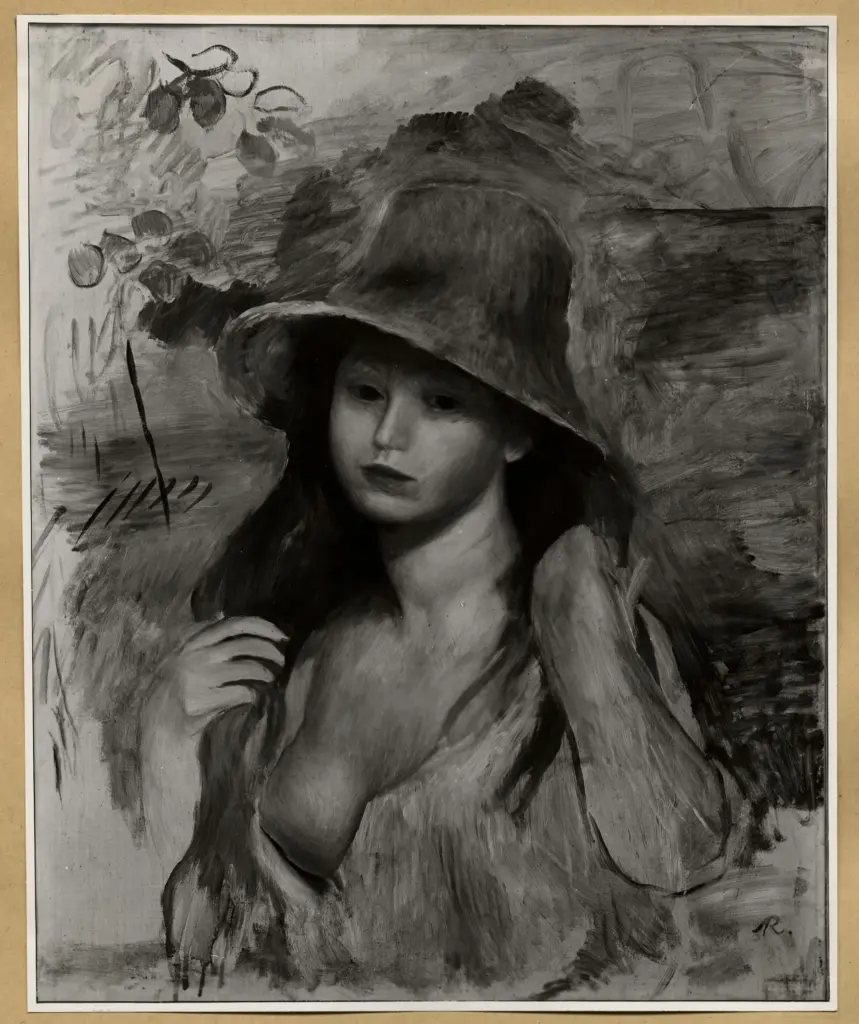 Anonimo , Renoir, Pierre Auguste - sec. XIX - Fanciulla con cappello , fronte
