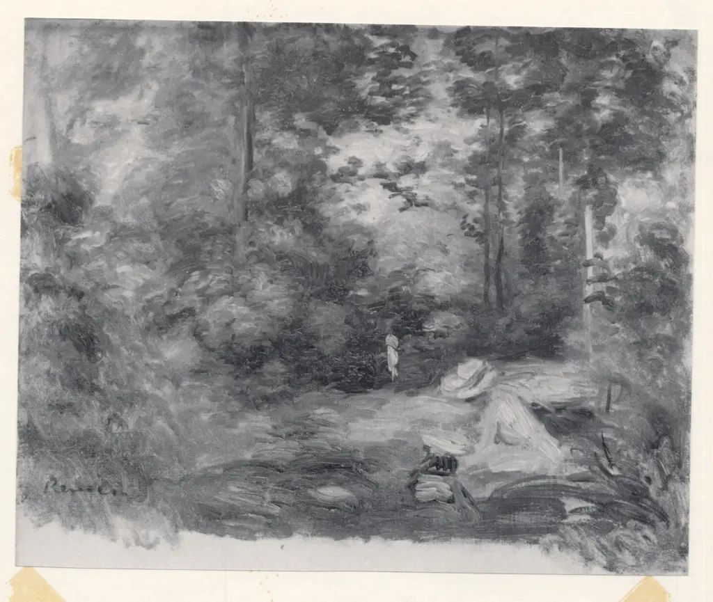 Anonimo , Renoir, Pierre Auguste - sec. XIX - Donna che legge in un prato , fronte