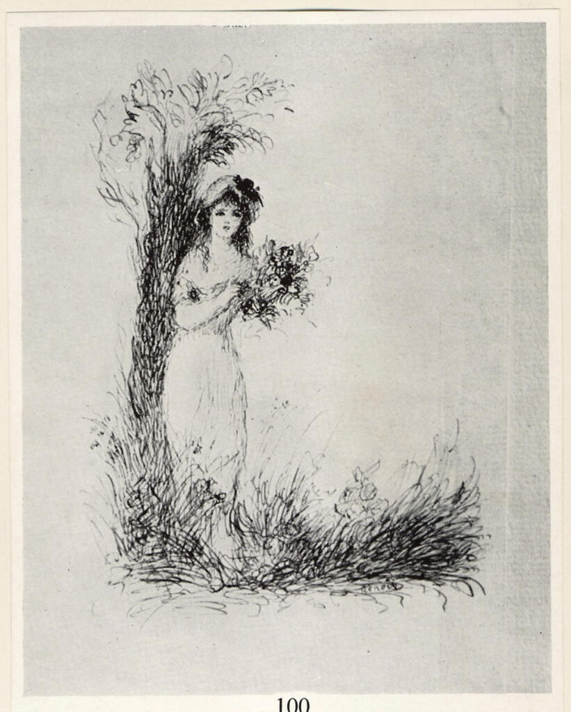 Anonimo , Renoir, Pierre Auguste - sec. XIX - Giovane donna con un bouquet , fronte