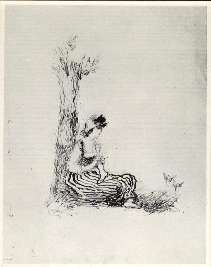 Anonimo , Renoir, Pierre Auguste - sec. XIX - Giovane donna che lavora a maglia , fronte