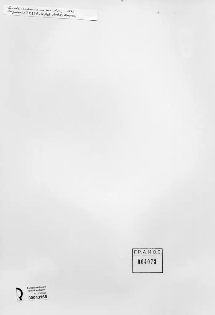 Anonimo , Renoir, Pierre Auguste - sec. XIX - Signora con manicotto , retro