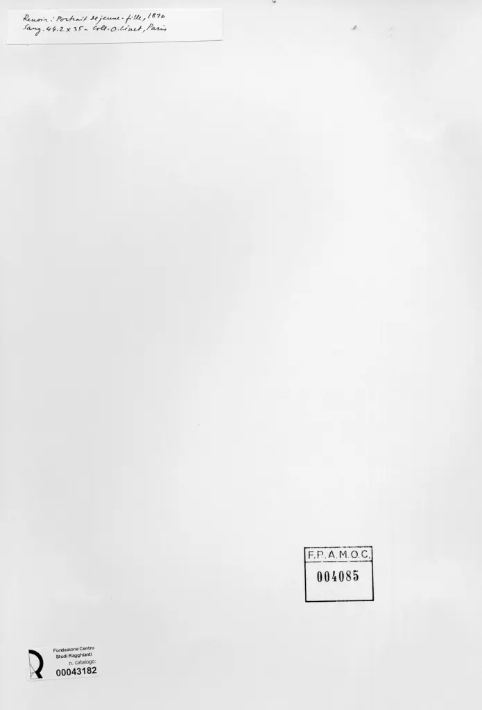 Anonimo , Renoir, Pierre Auguste - sec. XIX - Ritratto di giovane donna , retro