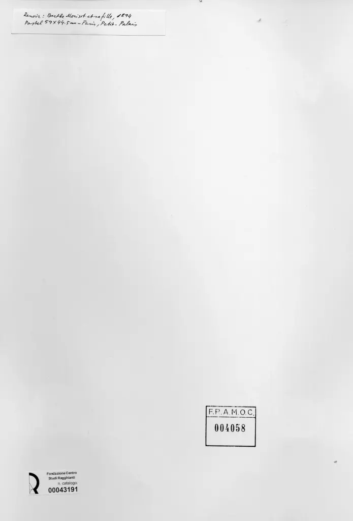 Anonimo , Renoir, Pierre Auguste - sec. XIX - Berthe Morisot e sua figlia , retro