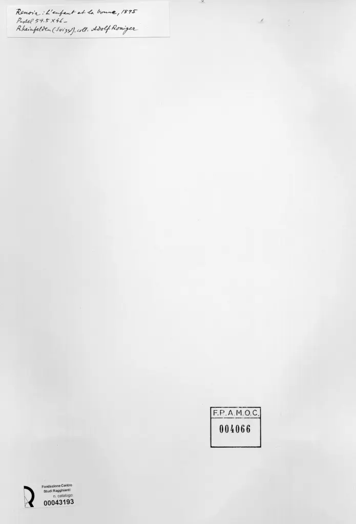 Anonimo , Renoir, Pierre Auguste - sec. XIX - Donna con bambino , retro