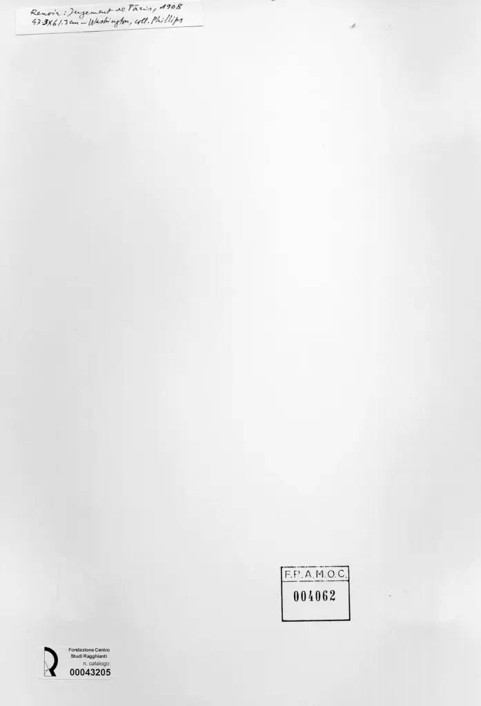 Anonimo , Renoir, Pierre Auguste - sec. XX - Il giudizio di Paride , retro