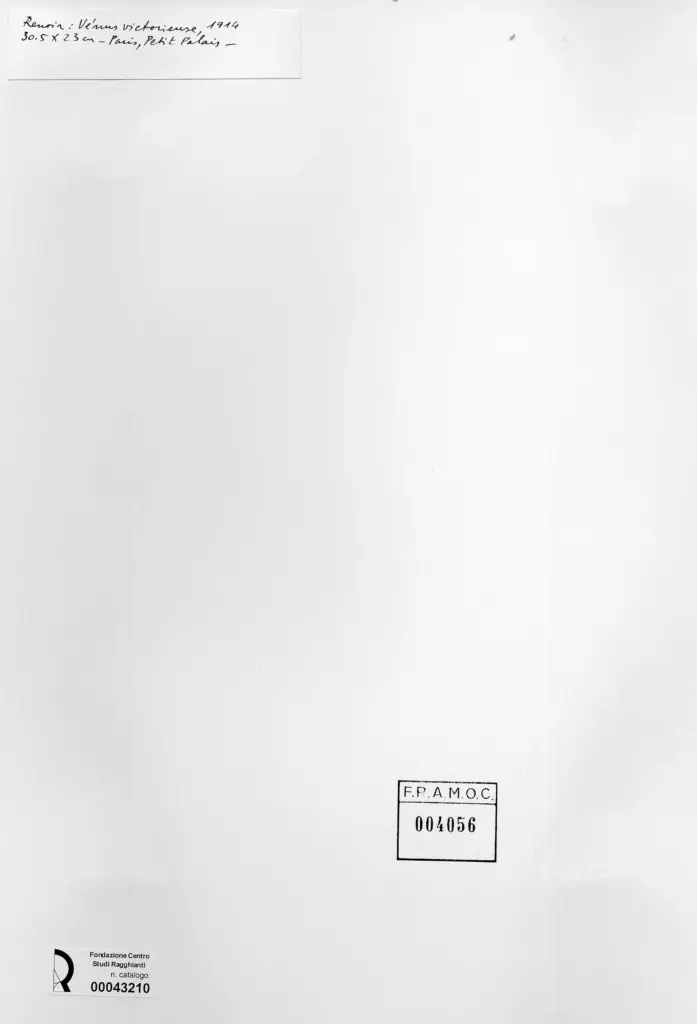 Anonimo , Renoir, Pierre Auguste - sec. XX - Venere vittoriosa , retro