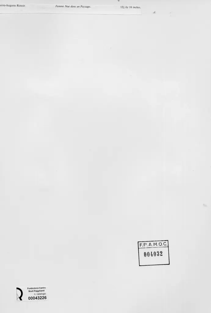 Anonimo , Renoir, Pierre Auguste - sec. XIX - Donna nuda in un paesaggio , retro