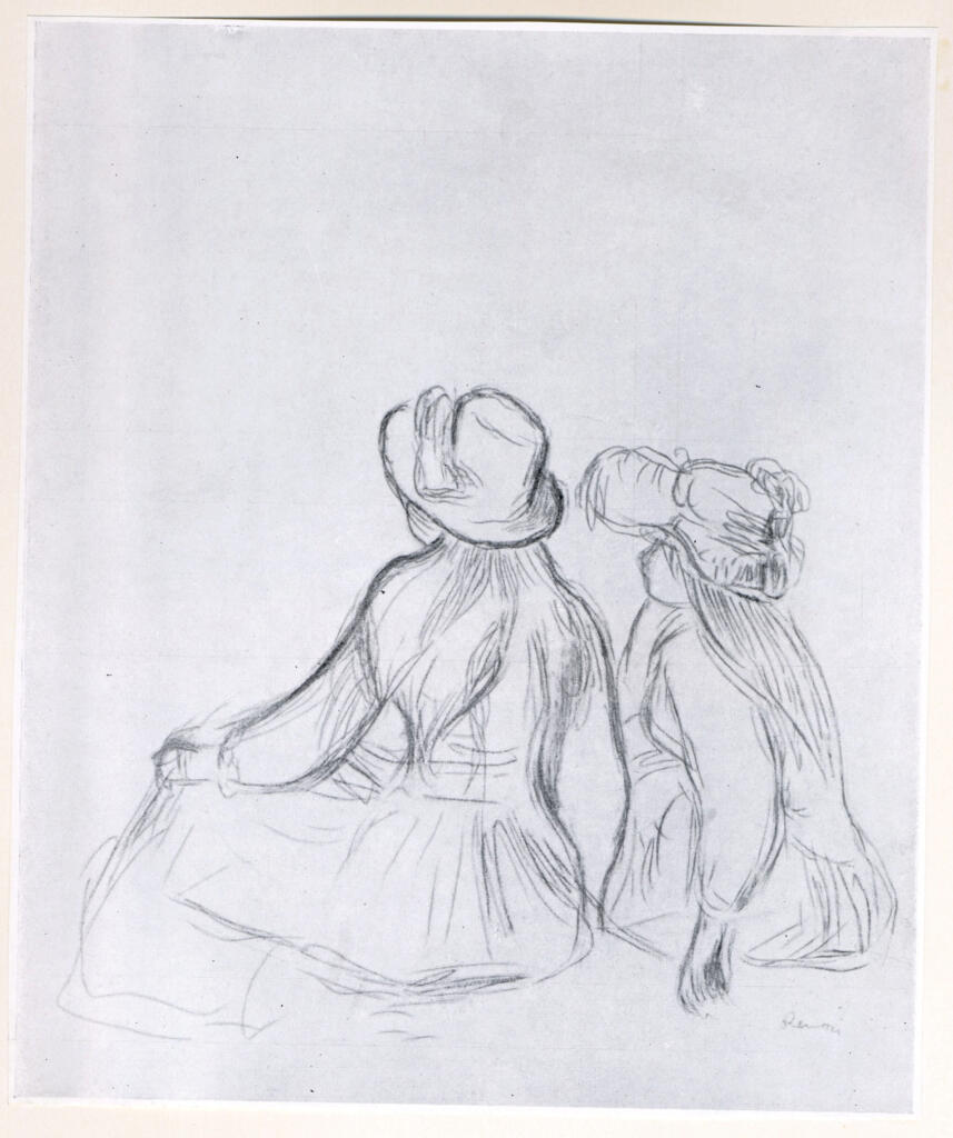 Anonimo , Renoir, Pierre Auguste - sec. XIX - Due ragazzine sedute , fronte