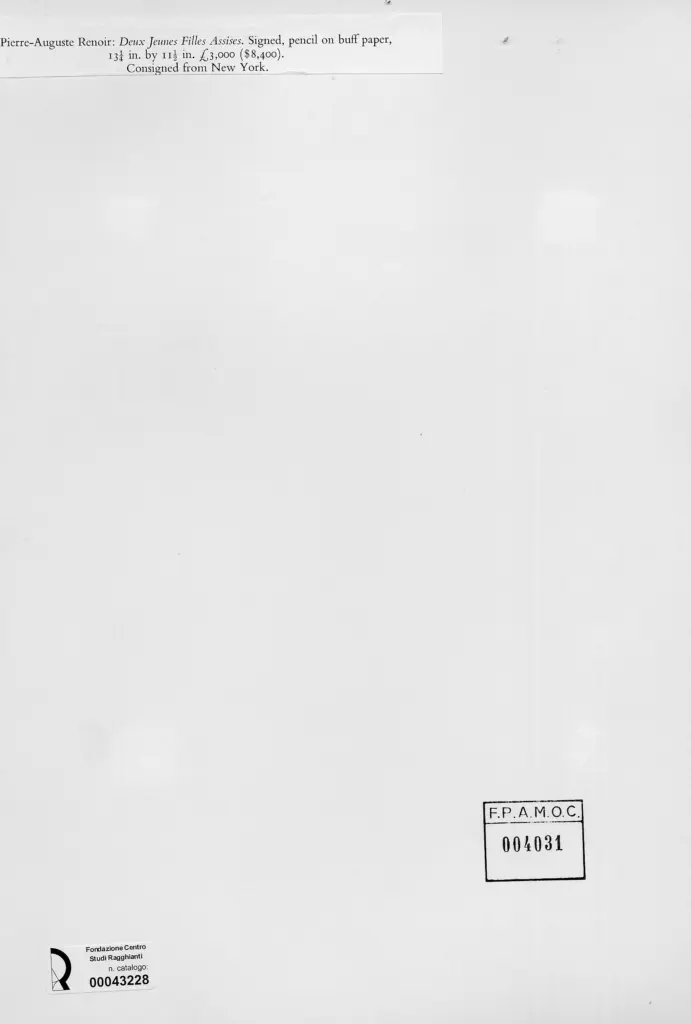Anonimo , Renoir, Pierre Auguste - sec. XIX - Due ragazzine sedute , retro