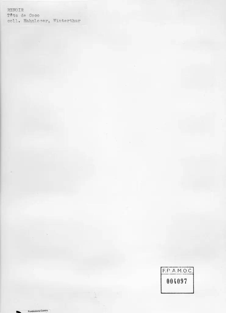 Anonimo , Renoir, Pierre Auguste - sec. XIX - T&ecirc;te de Coco , retro