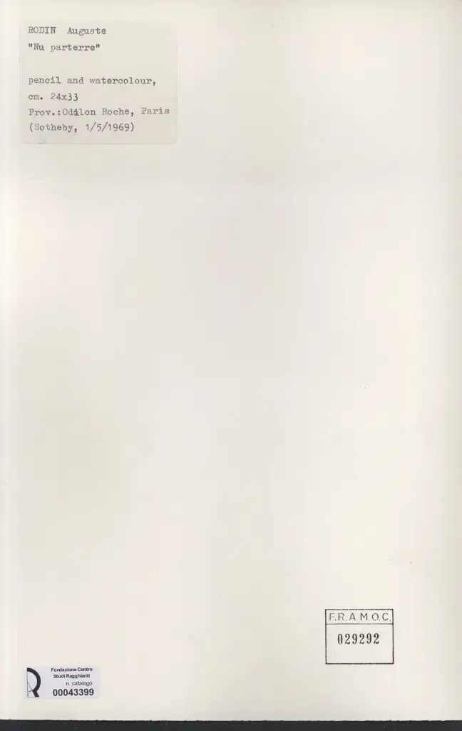 Anonimo , Rodin, Auguste - sec. XIX - Nu parterre , retro