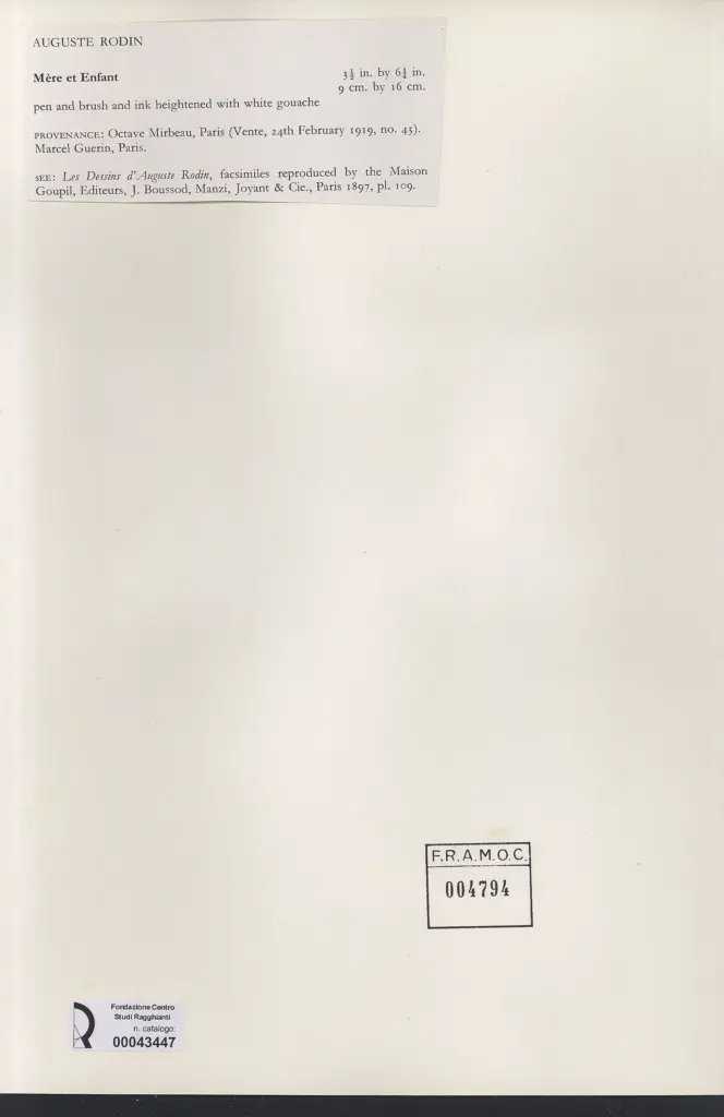 Anonimo , Rodin, Auguste - sec. XIX - M&egrave;re et enfant , retro