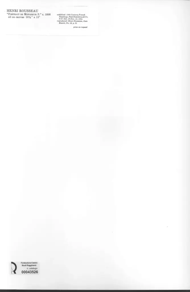 Anonimo , Rousseau, Henri - sec. XIX - Portrait de Monsieur S. , retro