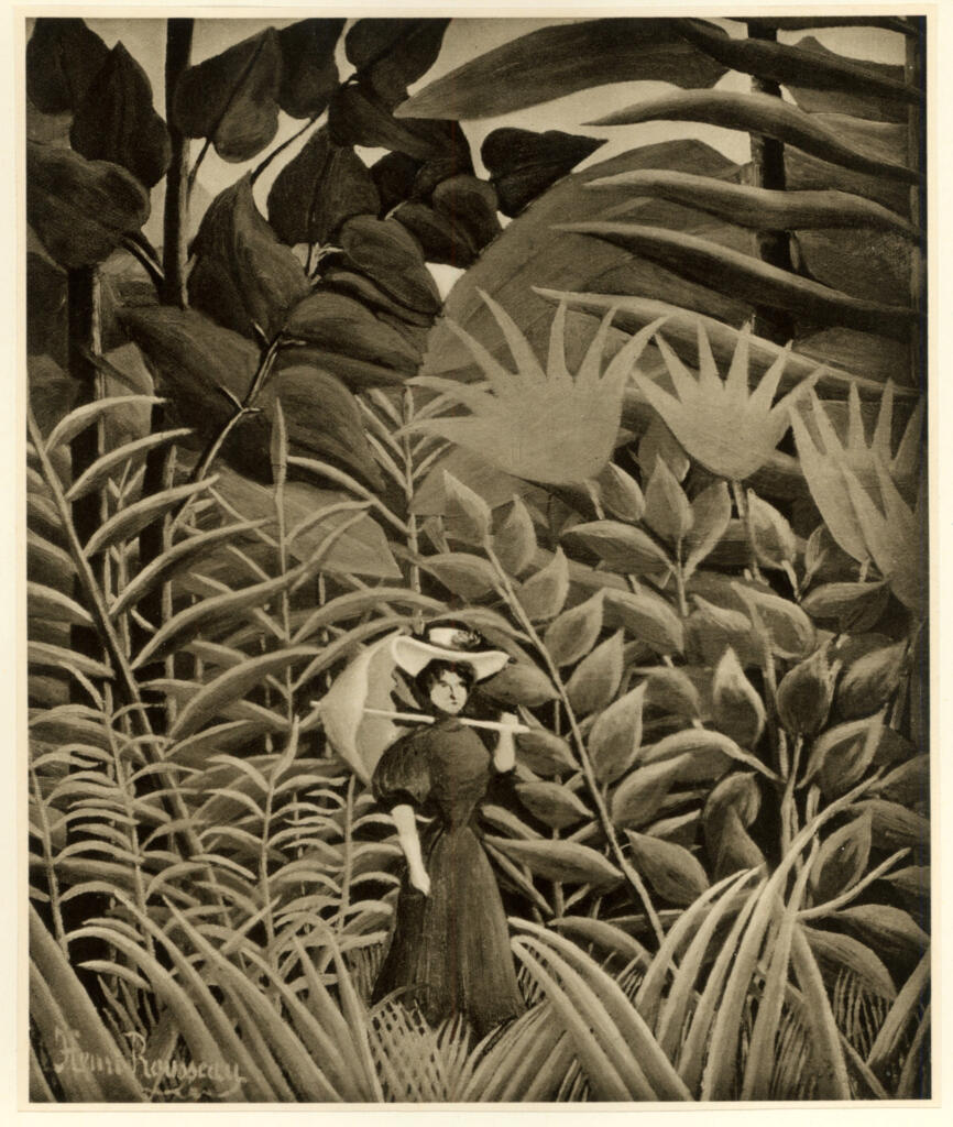 Anonimo , Rousseau, Henri - sec. XX - L'ombrelle rouge (Femme à l'ombrelle dans la forêt exotique) , fronte