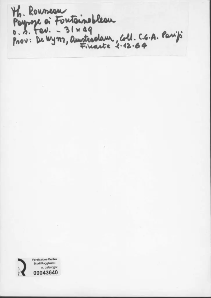 Anonimo , Rousseau, Th&eacute;odore - sec. XIX - Paysage &agrave; Fontainebleau , retro