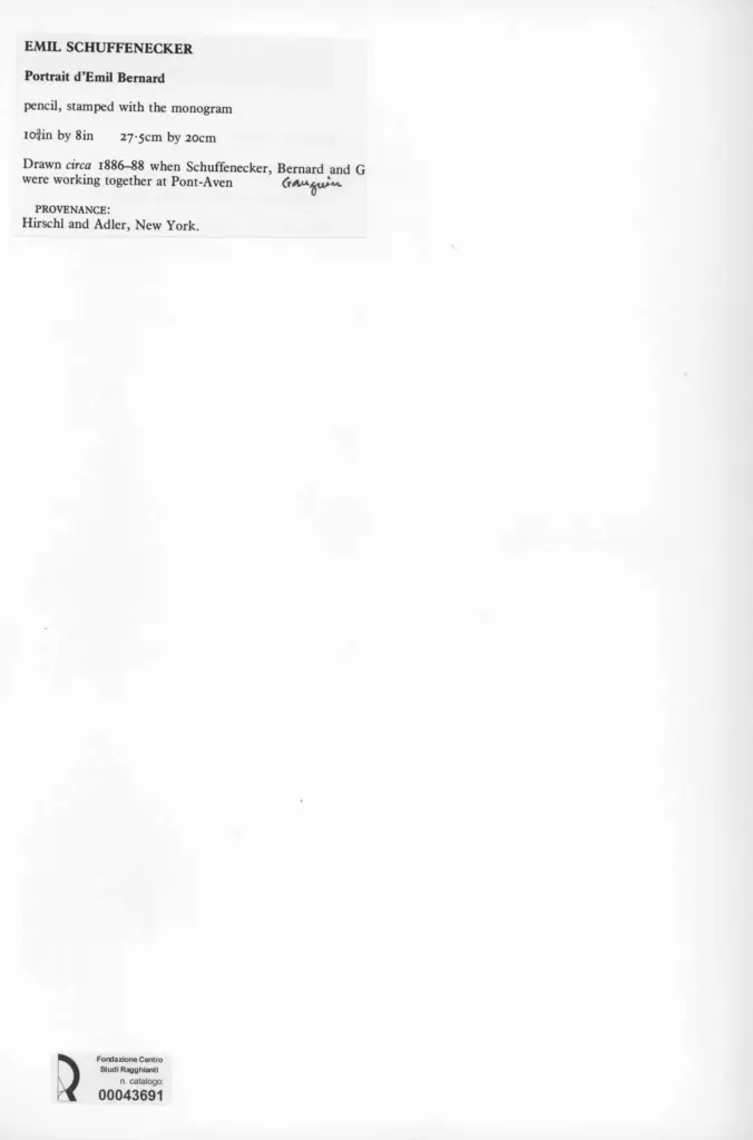 Anonimo , Schuffenecker, Emil - sec. XIX - Portrait d'Emil Bernard , retro
