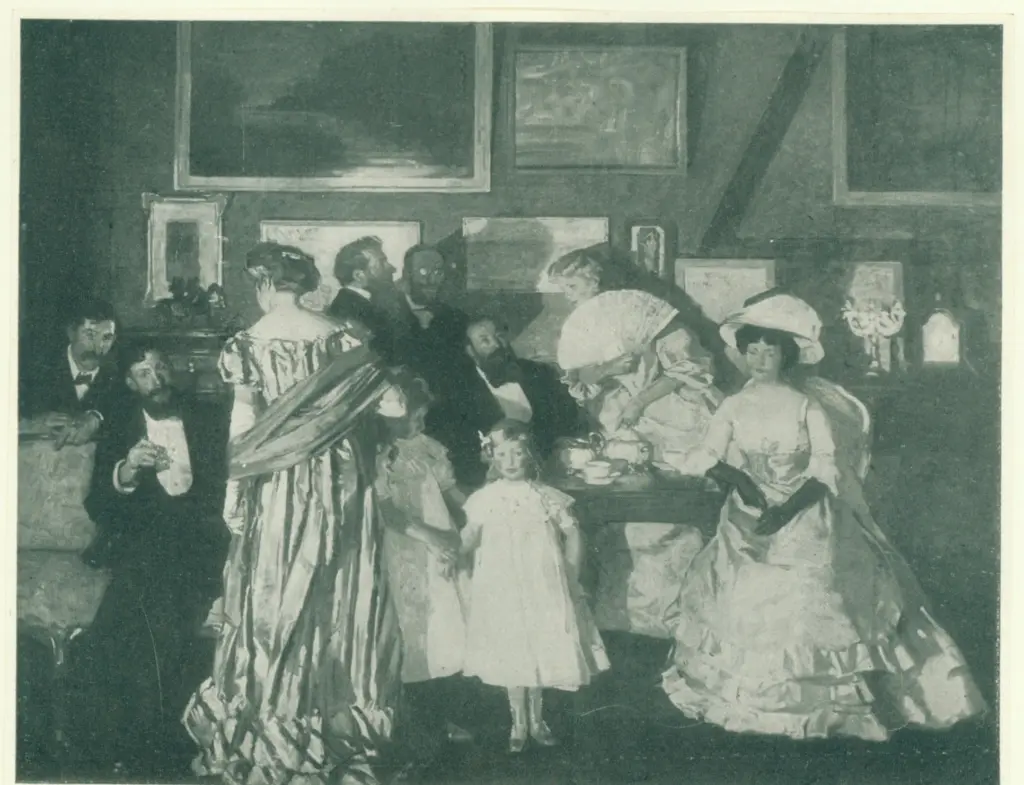 Simon, Lucien , Soir&eacute;e dans un atelier -