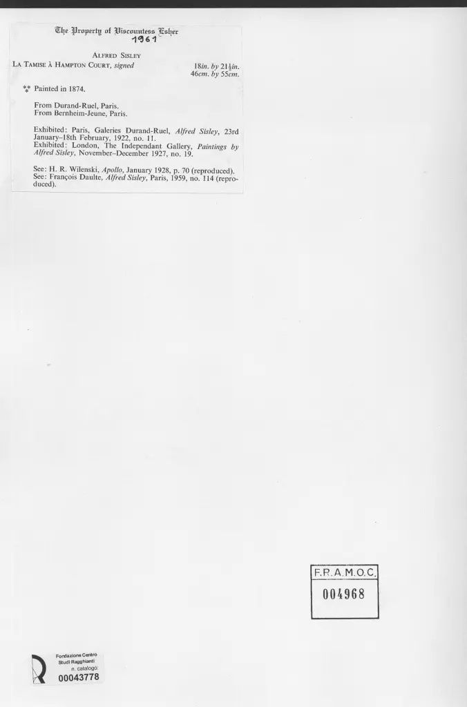 Anonimo , Sisley, Alfred - sec. XIX - La Tamise &agrave; Hampton Court , retro