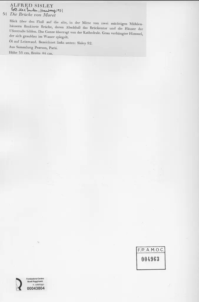 Anonimo , Sisley, Alfred - sec. XIX - Die Br&uuml;cke von Moret , retro