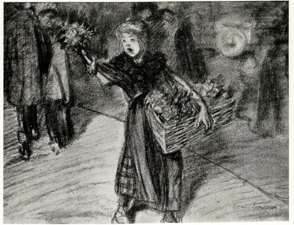 Steinlen, Theophile-Alexandre , Venditrice di fiori ambulante