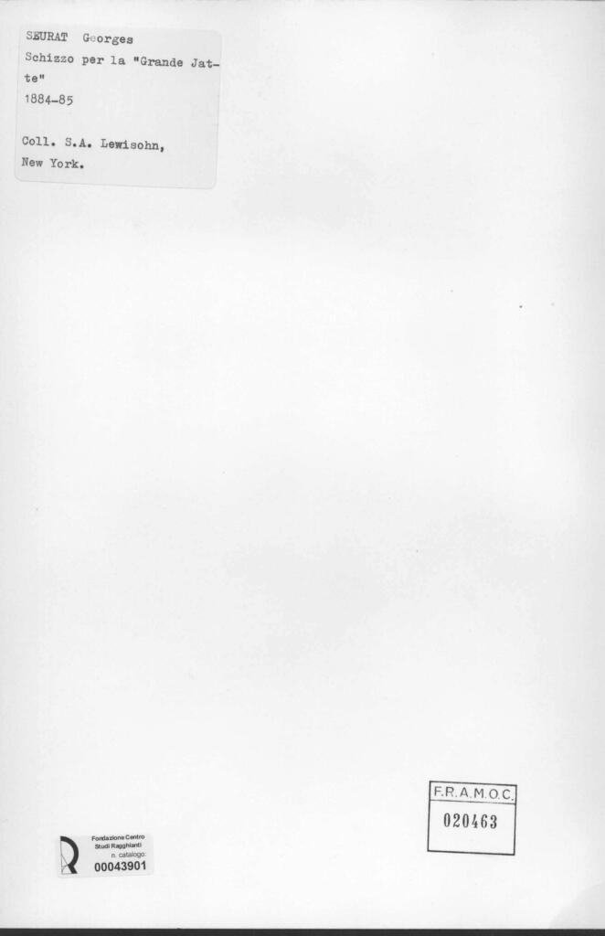 Anonimo , Seurat, Georges - sec. XIX - Schizzo per la "Grande Jatte" , retro