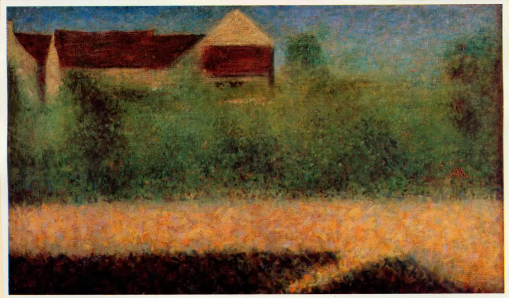 Anonimo , Seurat, Georges - sec. XIX - Case e giardino , fronte