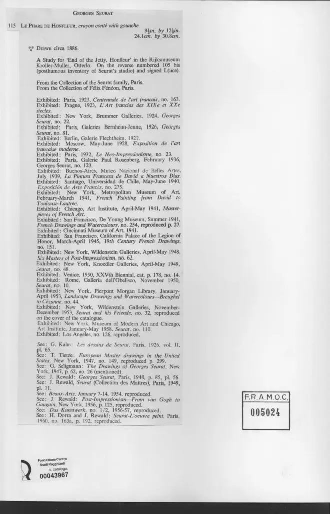 Anonimo , Seurat, Georges - sec. XIX - Le phare de Honfleur , retro