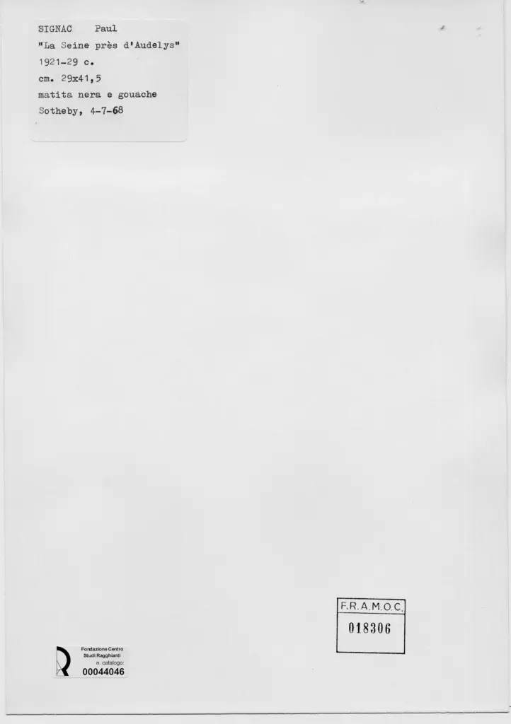 Anonimo , Signac, Paul - sec. XX - La seine pr&egrave;s d'Audelys , retro