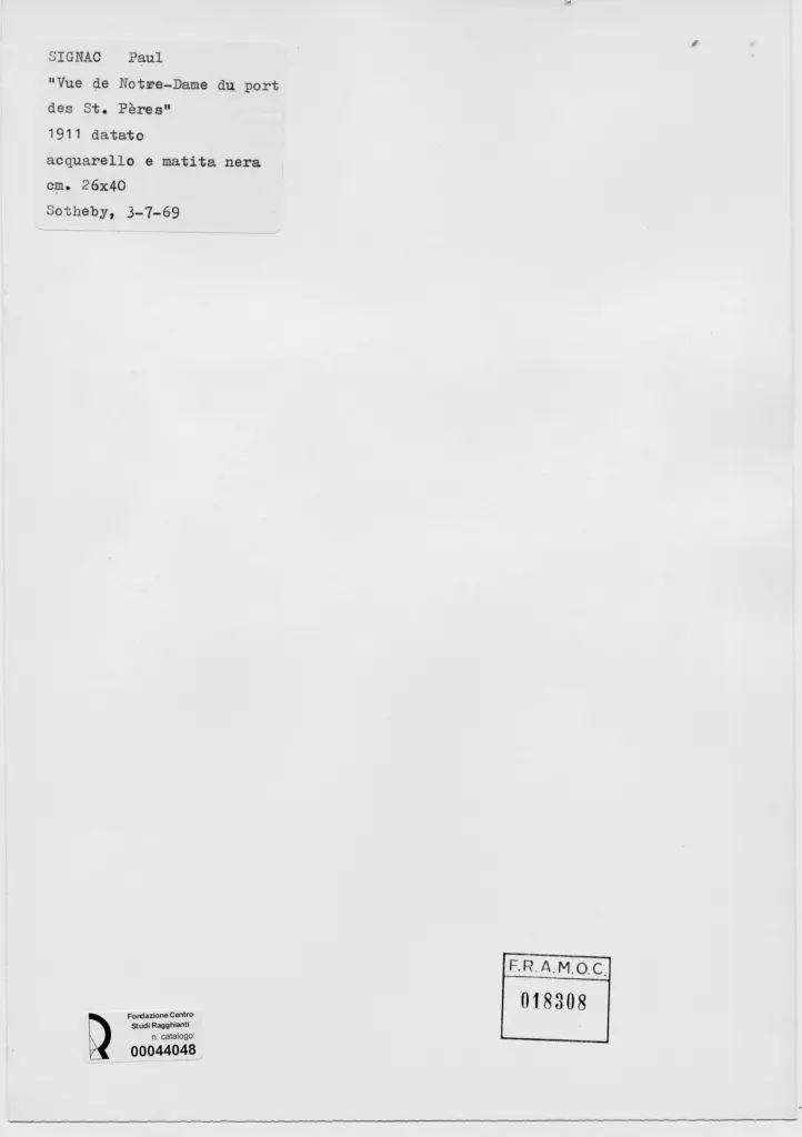 Anonimo , Signac, Paul - sec. XX - Vuede Notre-Dame du port des St. Pères , retro