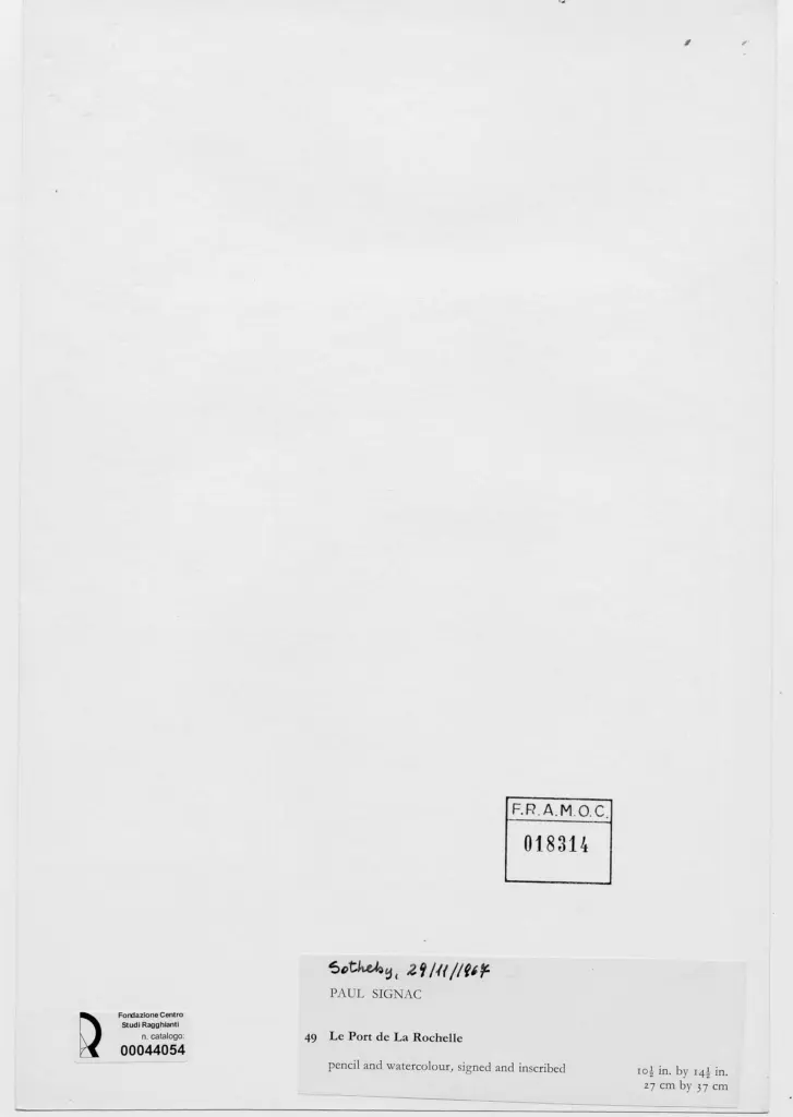 Anonimo , Signac, Paul - sec. XIX - Il porto de La Rochelle , retro