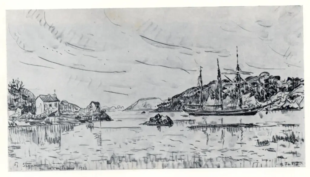 Anonimo , Signac, Paul - sec. XX - Trois Mâts à l'Ancre à Lézardrieux , fronte