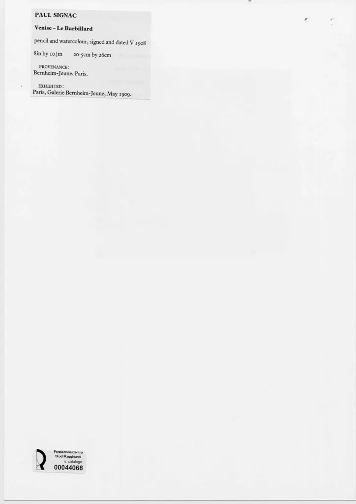 Anonimo , Signac, Paul - sec. XX - Venise - Le Barbillard , retro