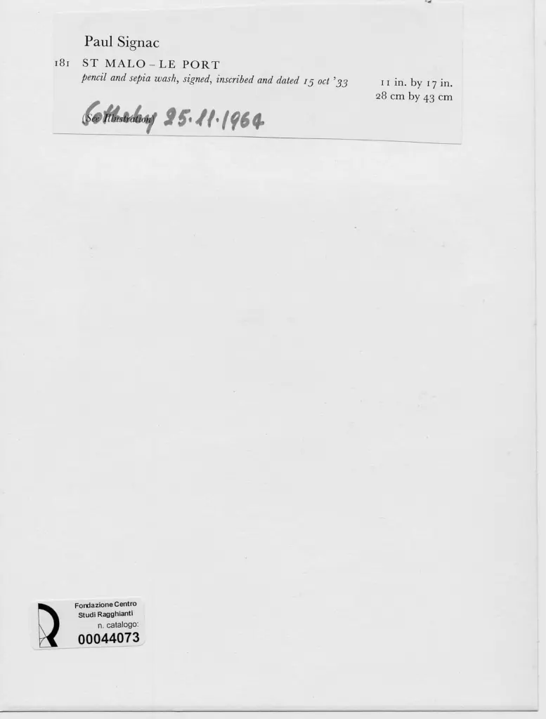 Anonimo , Signac, Paul - sec. XX - St. Malo - Il porto , retro