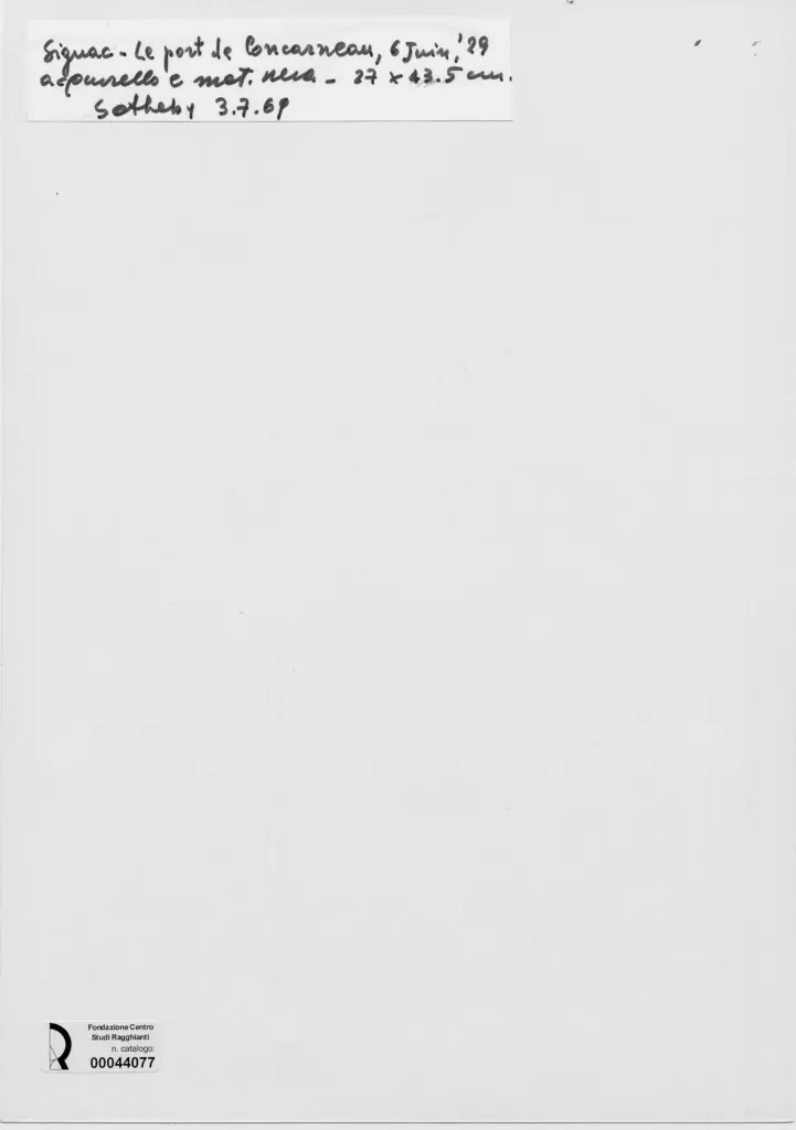 Anonimo , Signac, Paul - sec. XX - Il porto di Concarneau , retro