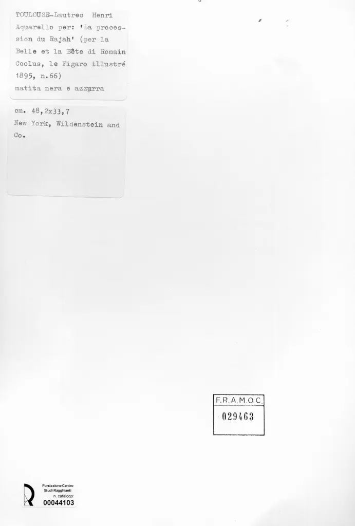 Anonimo , Toulouse-Lautrec, Henri de - sec. XIX - La processione di Rajah , retro